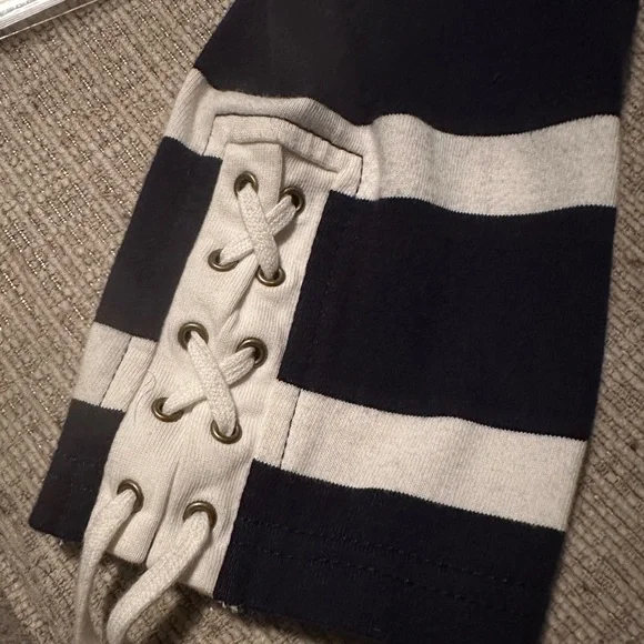 Lauren Jeans Co Navy & White Striped Tie Sleeve Dress - Picture 2 of 7